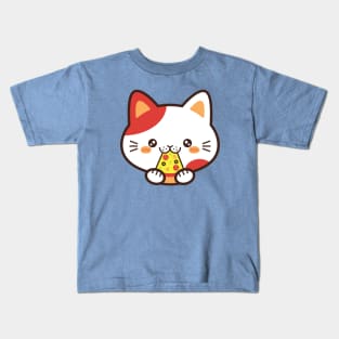 Cat Eating Pizza Kids T-Shirt